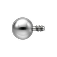 Boule Labret argentée 2,5 mm pour filetage interne Boule argentée pour Labret avec filetage externe, adaptée aux piercings, sur fond blanc