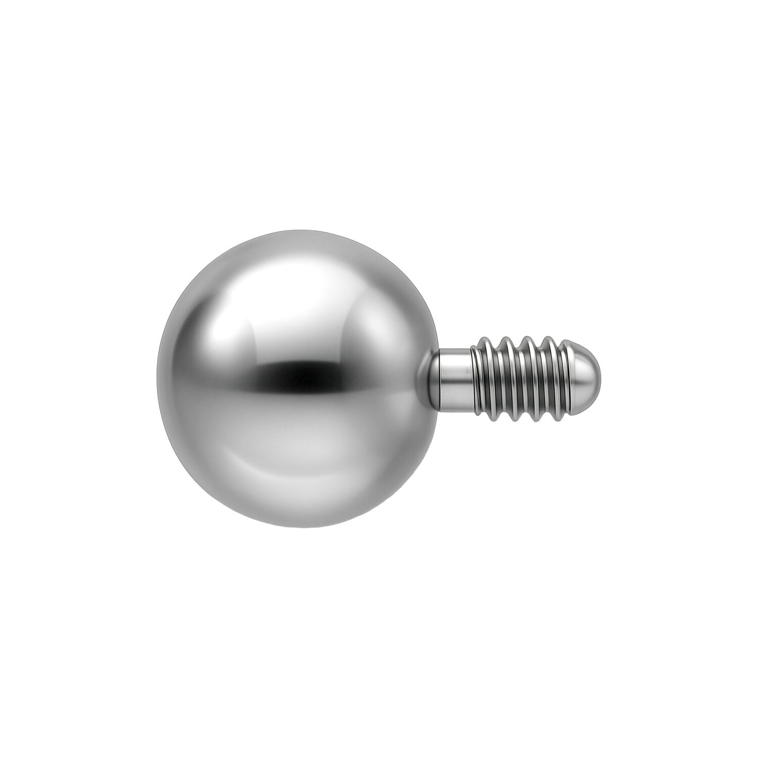 Boule Labret argentée 2,5 mm pour filetage interne Boule argentée pour Labret avec filetage externe, adaptée aux piercings, sur fond blanc