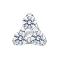 Embout Trinity Argent avec Pierres Claires Embout Trinity argenté avec trois pierres claires sur fond blanc