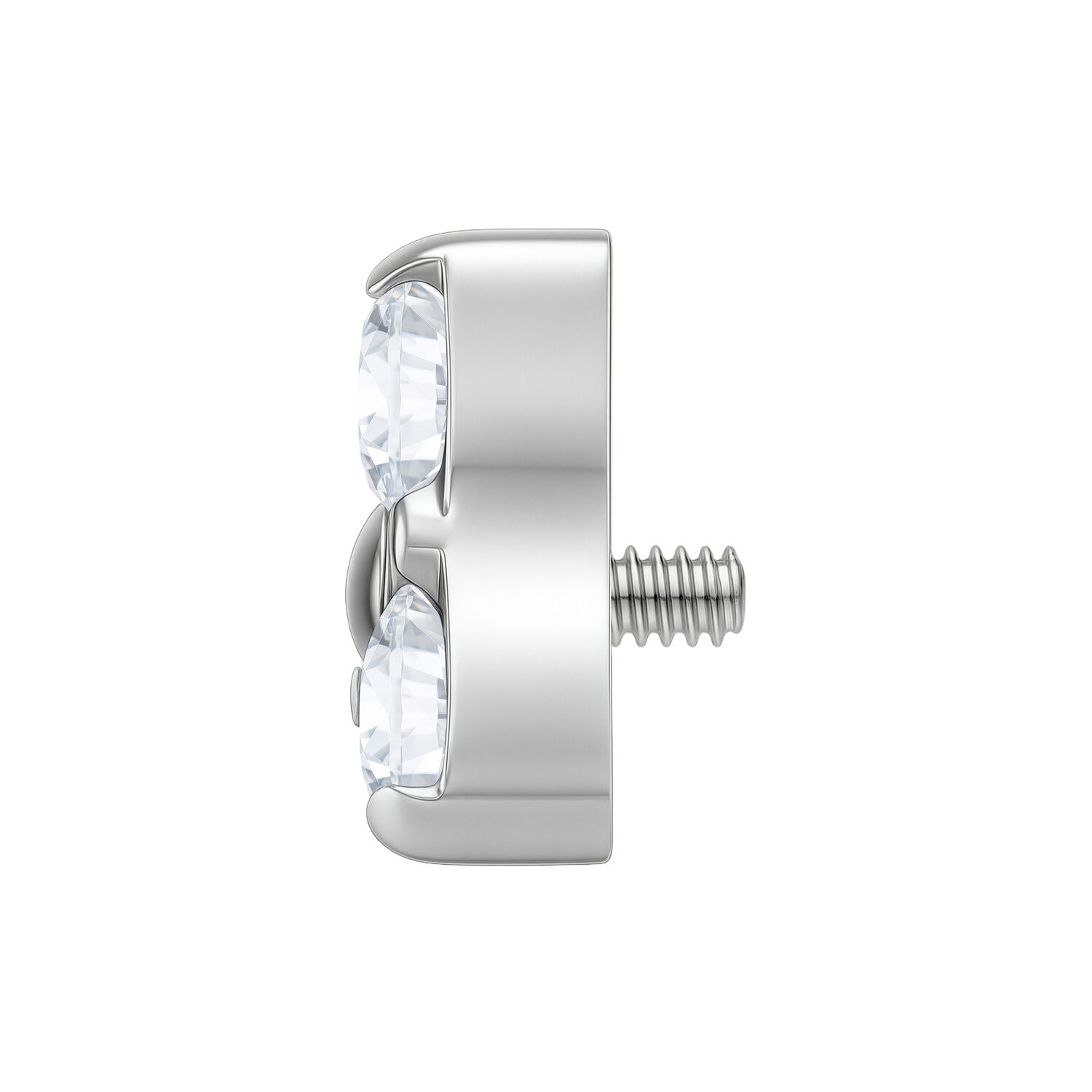 Trinity embout argent avec pierres cristallines Embout Trinity argenté avec pierres cristallines sur fond blanc