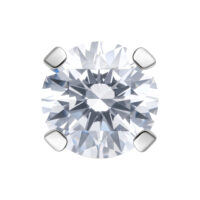 Prong Set Embout Cristal Clair Argent Embout Prong Set cristal clair avec griffes en métal argenté sur fond blanc