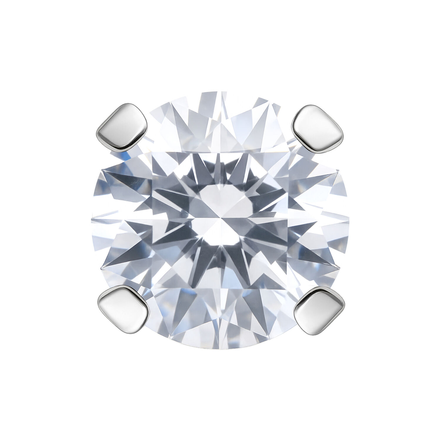 Prong Set Embout Cristal Clair Argent Embout Prong Set cristal clair avec griffes en métal argenté sur fond blanc