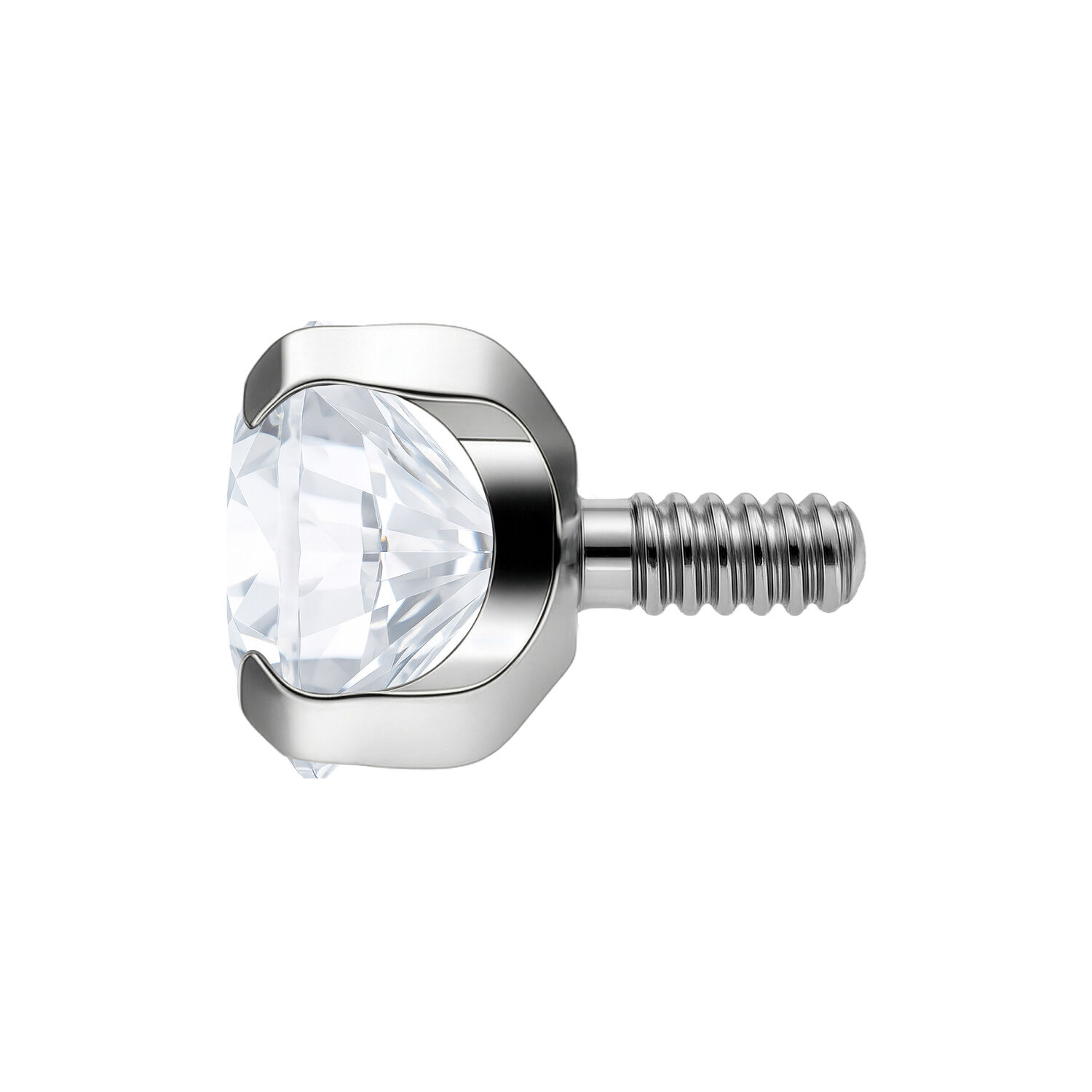 Embout argenté avec pierre cristalline Embout argenté Prong Set avec pierre cristalline sur fond blanc