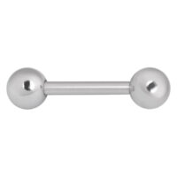 Barbell piercing en argent en acier chirurgical Barbell piercing en argent avec deux extrémités sphériques sur fond blanc
