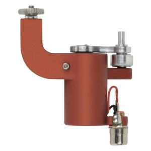 Machine à tatouer Rotator MKIII marron avec détails argentés sur fond blanc