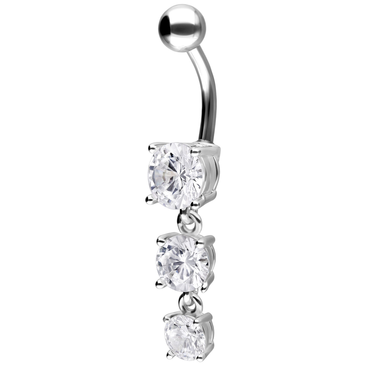 Banane en argent avec trois cristaux Banane en argent avec trois cristaux clairs sur fond blanc