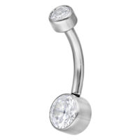 Bananabell Fiona Titane Argent 12mm Bananabell argenté avec cristal clair, 12mm de long sur fond blanc