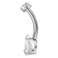 Banane Fancy Crown argentée 12mm Banane argentée en titane avec cristal clair sur fond blanc