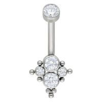 Banane en titane scintillante avec cristaux Piercing banane en titane argenté avec cristaux clairs sur fond blanc