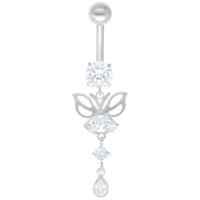 Banane en argent avec papillon et cristaux Banane en argent avec papillon en titane et cristaux clairs sur fond blanc