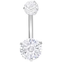 Firework Crystal Bananabell en argent Bananabell en argent avec deux pierres cristallines sur fond blanc