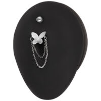 Bananabell papillon avec chaînes en titane Bananabell argenté avec papillon et chaînes sur fond noir