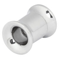 Tunnel argenté avec filetage interne, acier 316L Tunnel argenté brillant en acier chirurgical, sur fond blanc