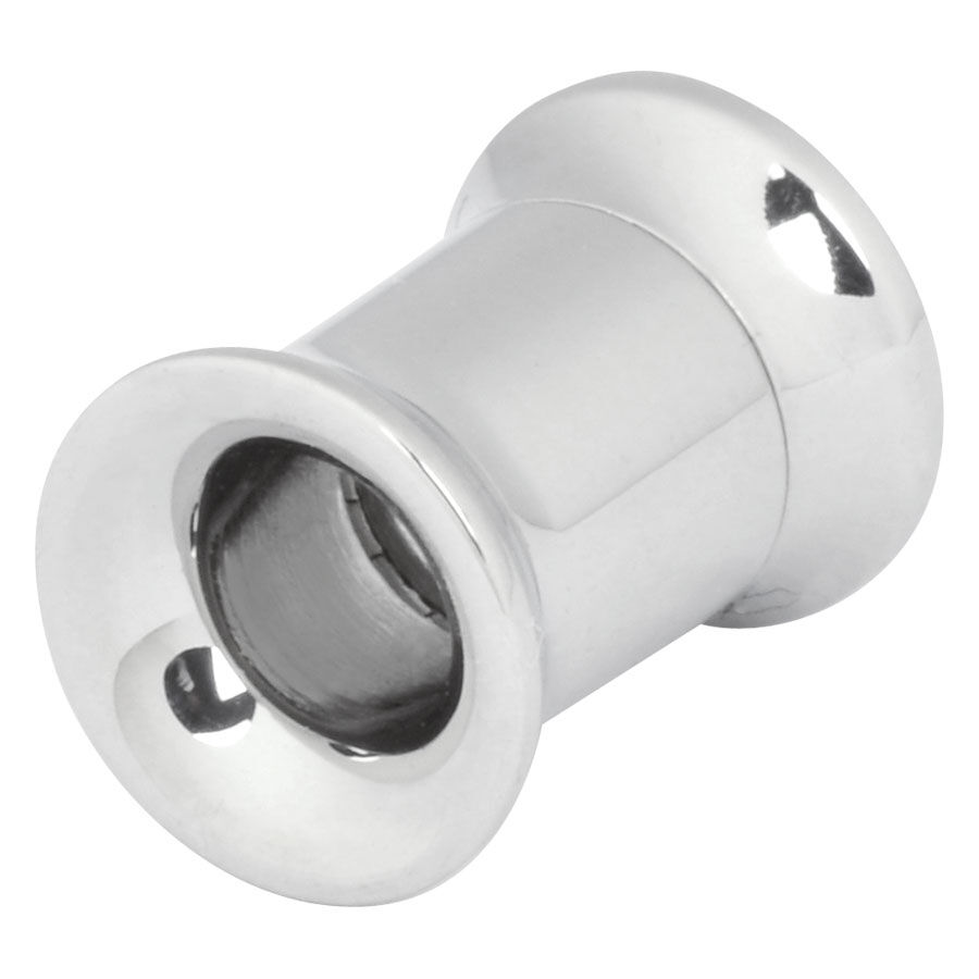 Tunnel argenté avec filetage interne, acier 316L Tunnel argenté brillant en acier chirurgical, sur fond blanc