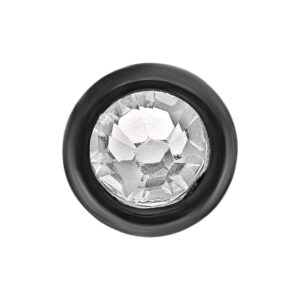 Embout rond en titane noir avec cristal clair sur fond blanc