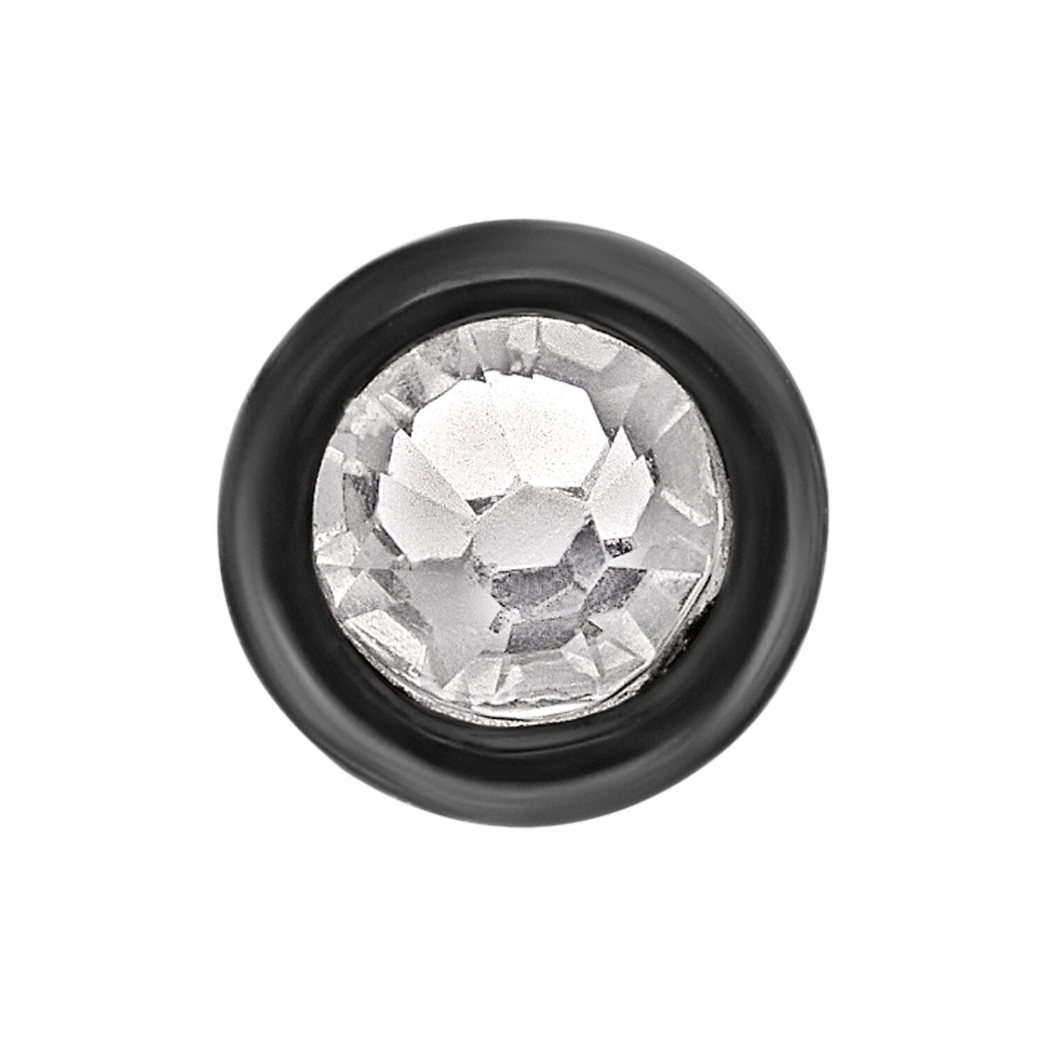 Embout en cristal noir en titane 5 mm Embout rond en titane noir avec cristal clair sur fond blanc