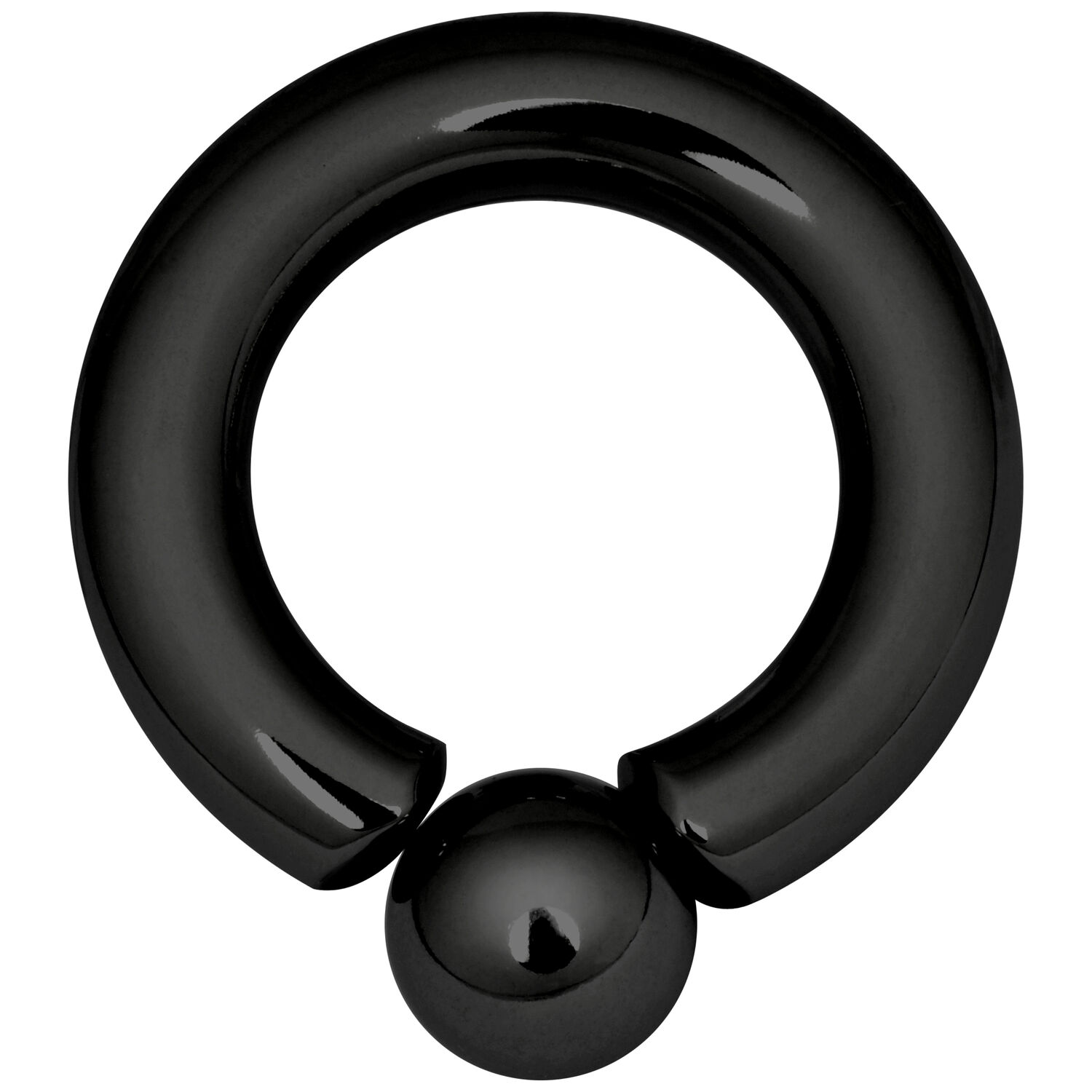 Anneau de piercing en titane noir 4mm épaisseur Anneau de piercing noir en titane avec 4 mm d'épaisseur et 12 mm de diamètre intérieur sur fond blanc
