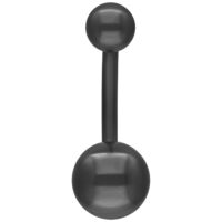 Piercing bananabell basique noir pour nombril Piercing nombril noir en acier chirurgical avec deux boules sur fond blanc