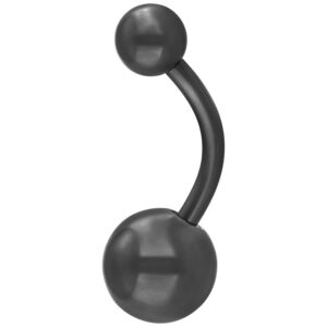 Banane noire en acier chirurgical avec deux boules sur fond blanc