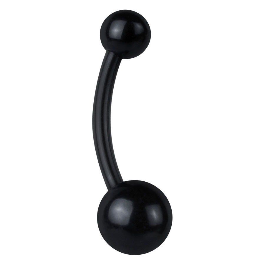 Banane en titane noir Banane en titane noir avec deux boules sur fond blanc