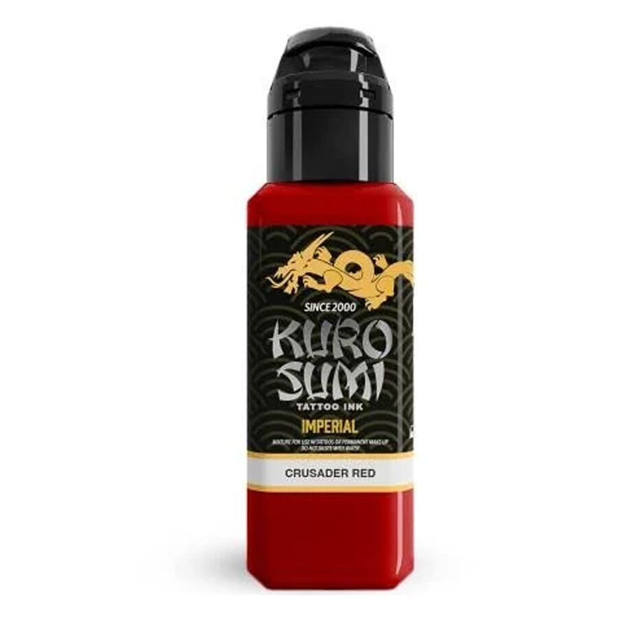 Kuro Sumi Imperial Crusader Red Tattoo Ink 44ml Encre rouge pour tatouage de Kuro Sumi, flacon, bouchon noir