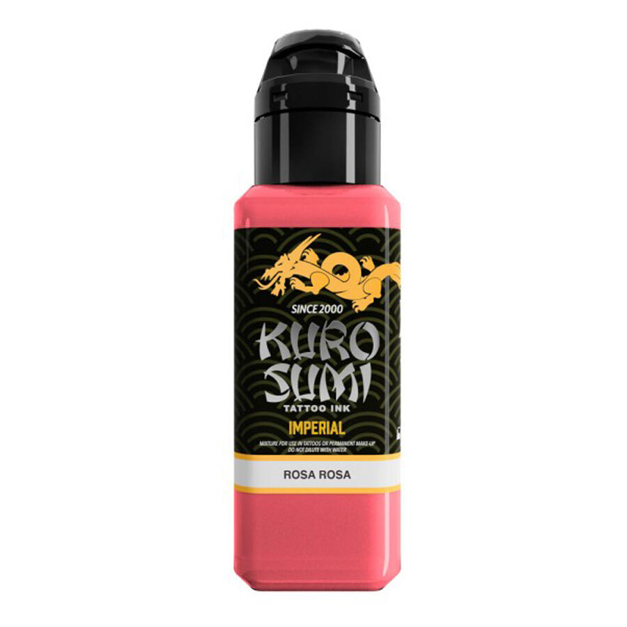 Kuro Sumi Tattoo Ink en Imperial Rose Bouteille de Kuro Sumi Imperial Rose Tattoo Ink sur fond blanc
