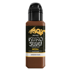 Bouteille d'encre de tatouage Kuro Sumi marron sur fond blanc