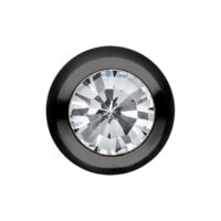 Boule de piercing noire avec cristal clair Boule de piercing noire en acier chirurgical avec cristal clair sur fond blanc