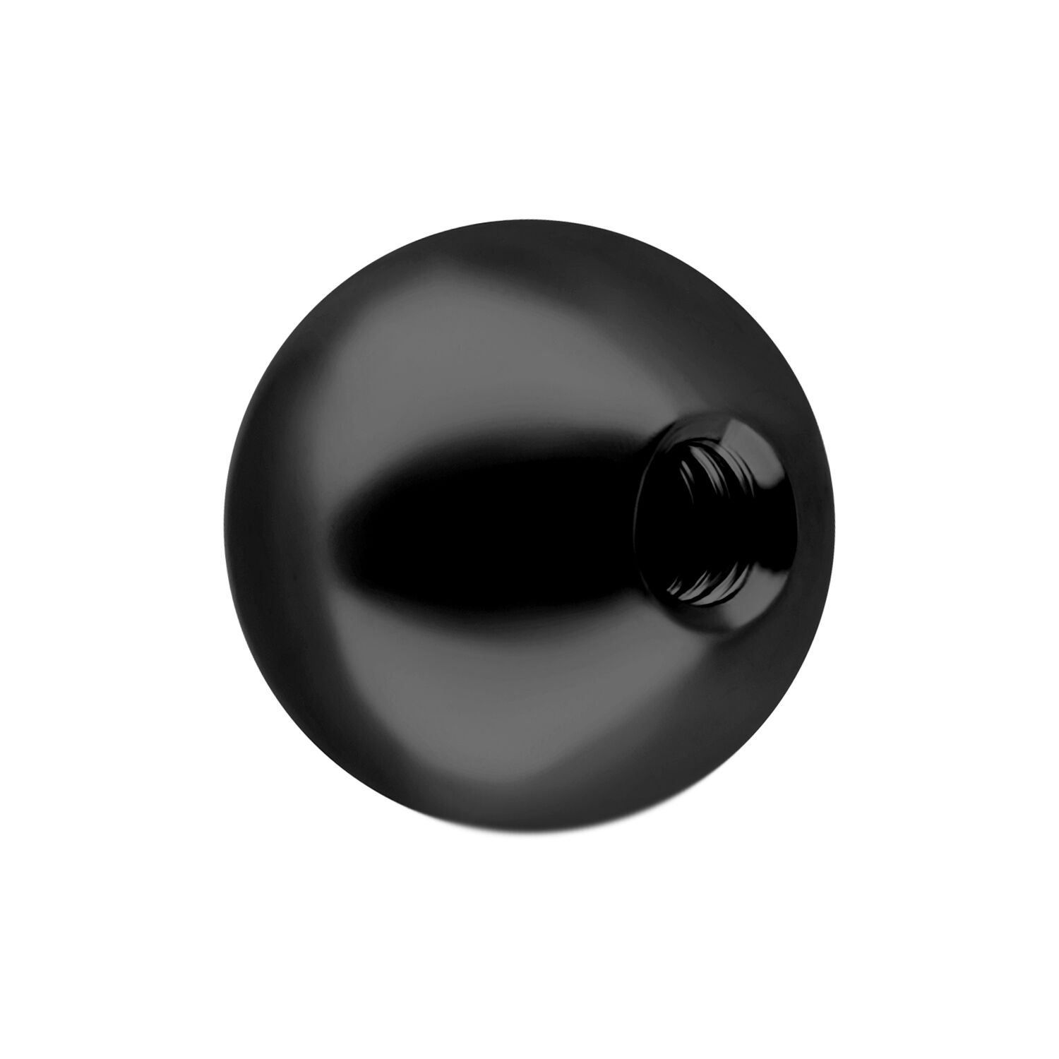 Embout de piercing noir avec cristal Embout noir et brillant pour piercings avec cristal clair, sur fond blanc