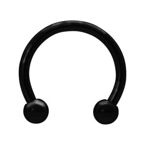 Barbell circulaire noir en acier chirurgical, 1,6 mm épaisseur, 9,0 mm diamètre intérieur, 4,0 mm taille de boule