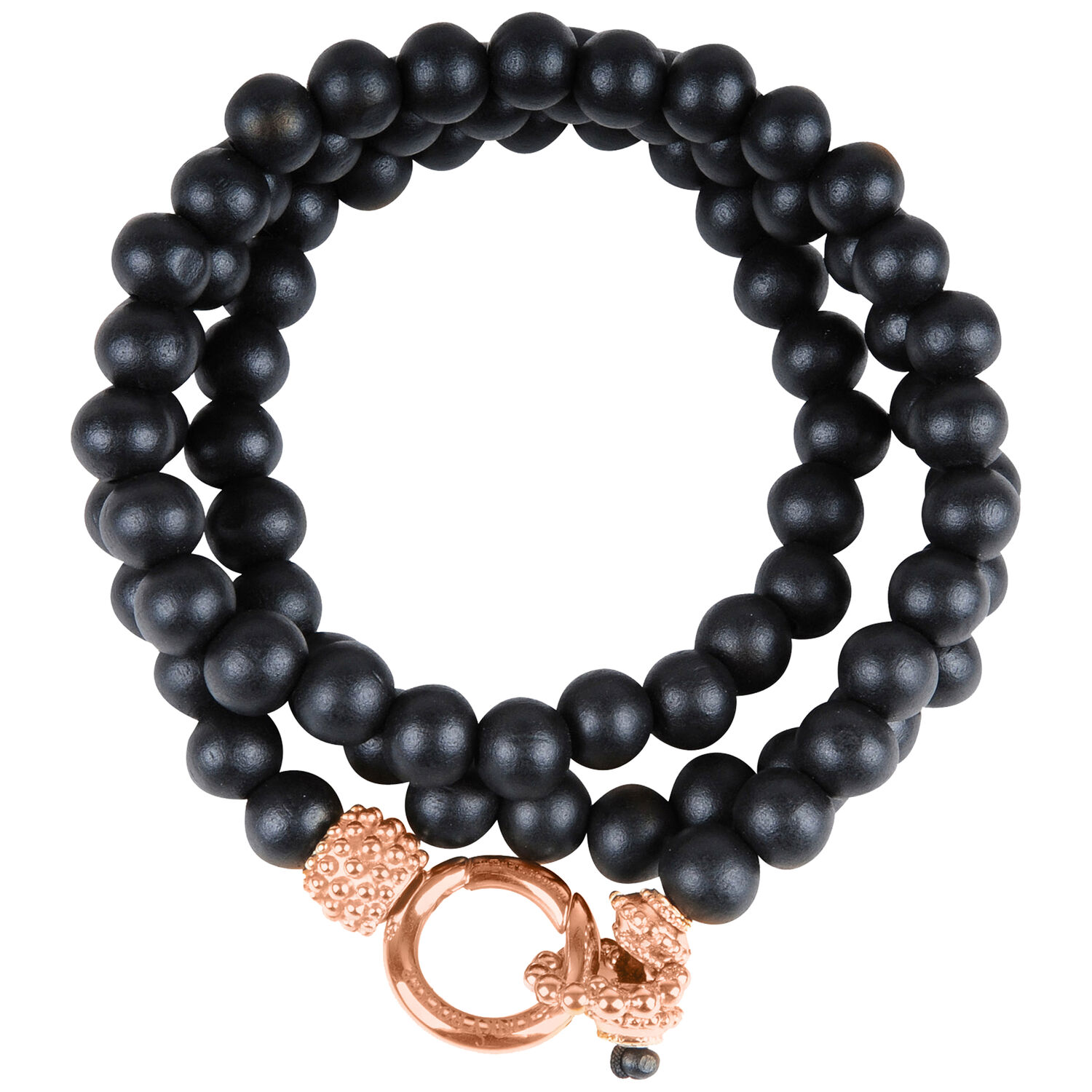 Bracelet noir 'Little Prince' en bois Bracelet noir en bois avec fermoir en or rose, 190 mm de long