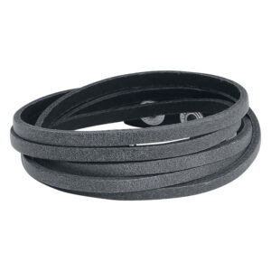 Bracelet unisexe en cuir noir de Wildcat sur fond blanc