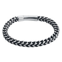 Viper bracelet en nylon et acier Bracelet noir et argent en nylon et acier chirurgical 316L