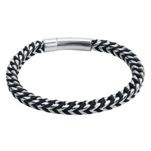 Bracelet noir et argent en nylon et acier chirurgical 316L