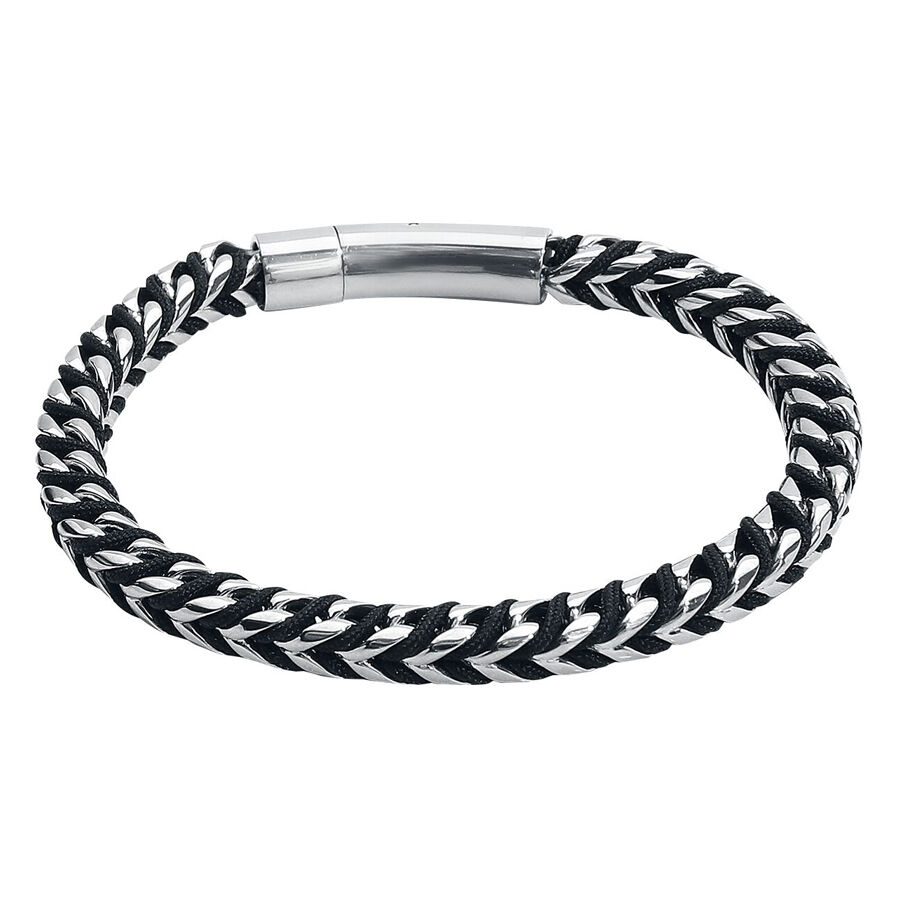 Viper bracelet en nylon et acier Bracelet noir et argent en nylon et acier chirurgical 316L