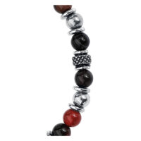 Bracelet Cœur Brisé en acier chirurgical Bracelet en acier chirurgical avec pierres noires et rouges sur fond blanc