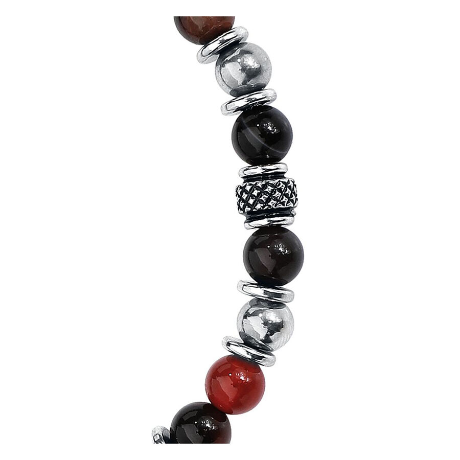 Bracelet Cœur Brisé en acier chirurgical Bracelet en acier chirurgical avec pierres noires et rouges sur fond blanc