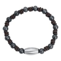 Bracelet nœud élégant en nylon et acier Bracelet nœud en nylon marron et acier chirurgical gris sur fond blanc