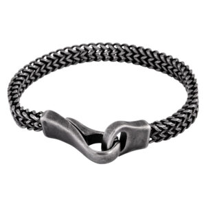 Bracelet noir en acier chirurgical avec finition mate sur fond blanc