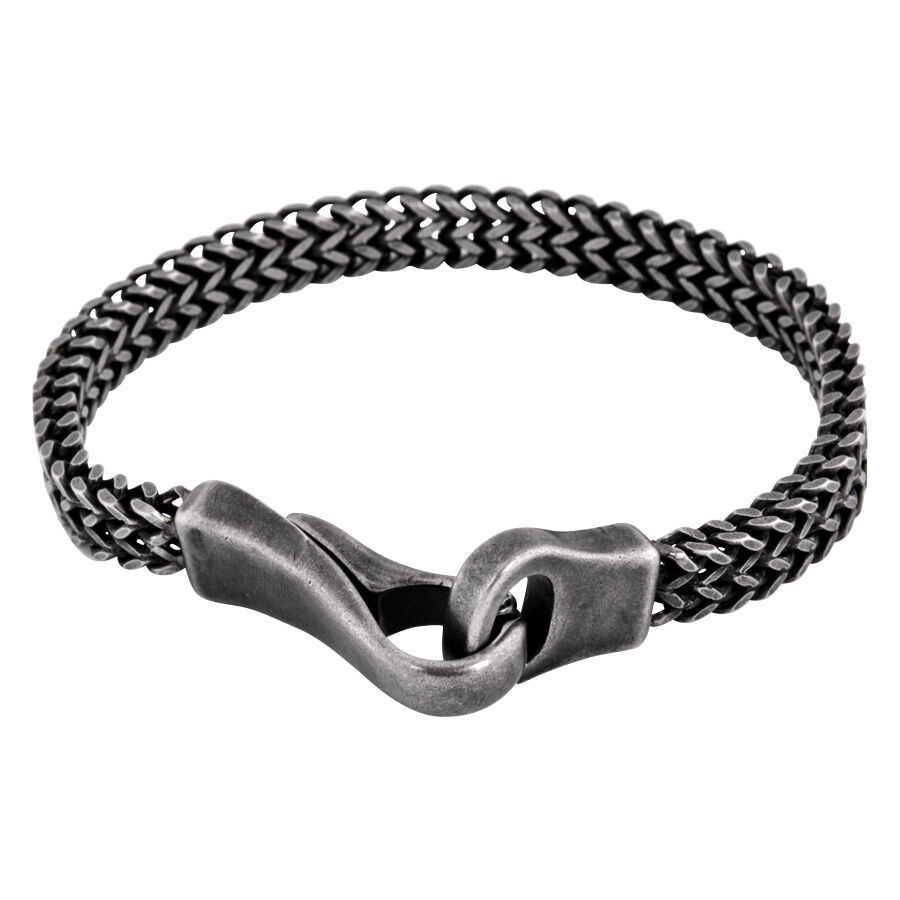 Bracelet en dentelle noir mat en acier chirurgical Bracelet noir en acier chirurgical avec finition mate sur fond blanc