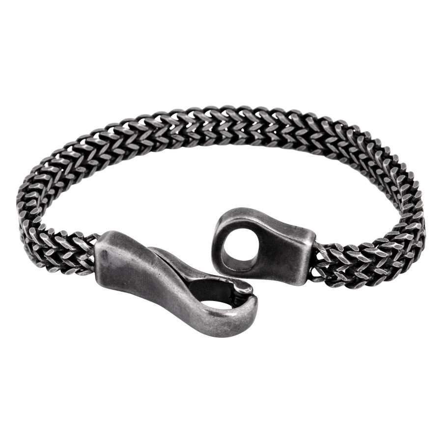 Bracelet en dentelle noir mat en acier chirurgical Bracelet noir mat avec motif en dentelle en acier chirurgical sur fond blanc