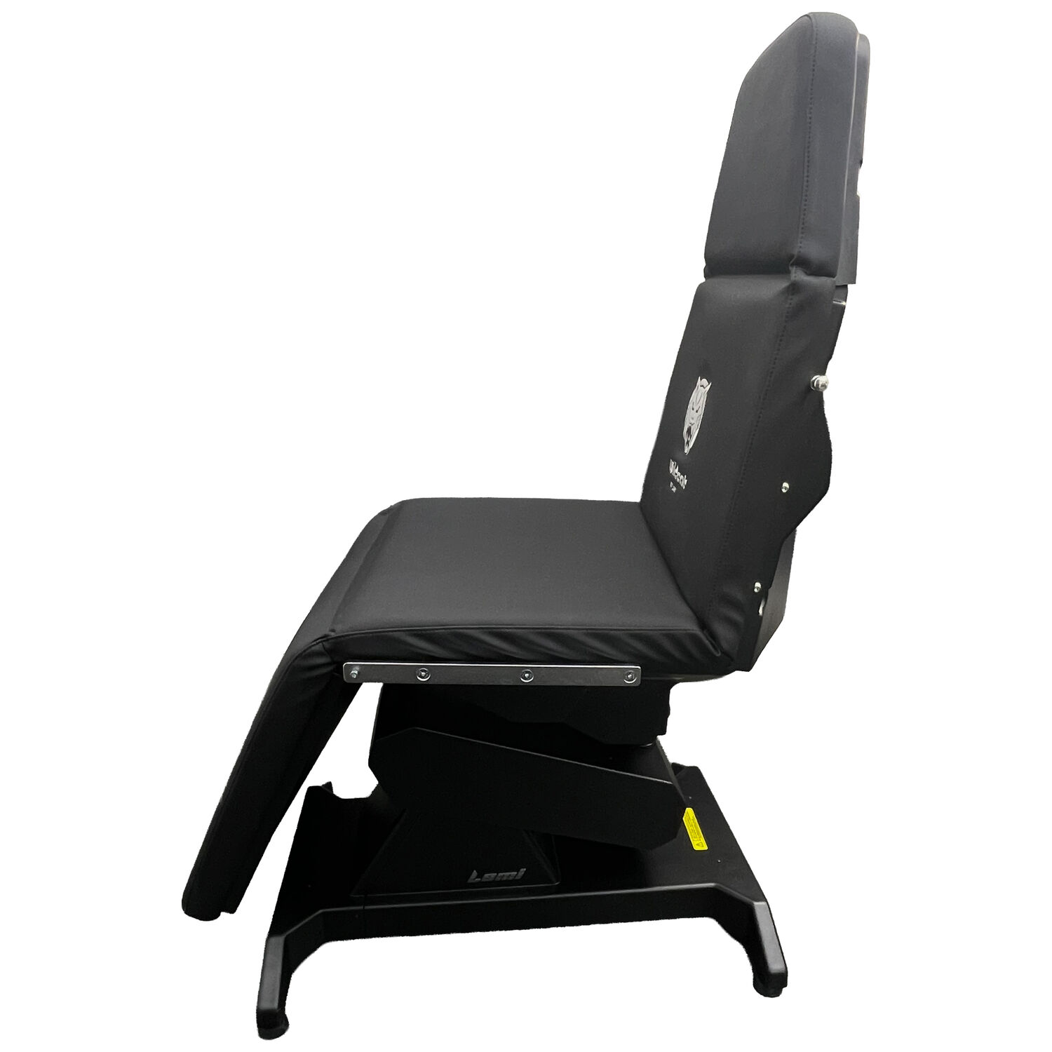 Lemi fauteuil de tatouage et piercing noir Fauteuil Lemi noir en similicuir et aluminium sur fond blanc