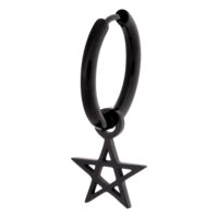 Boucles d'oreilles pentagramme noires en acier inoxydable Boucle d'oreille noire avec pendentif pentagramme sur fond blanc