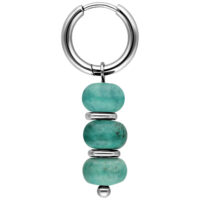 Créole argentée avec trois pierres turquoise sur fond blanc