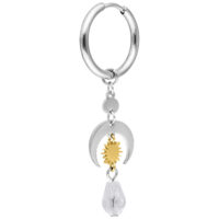 Celestial Light Hoops en argent et or Boucle d'oreille en argent avec soleil doré et pendentif en cristal clair
