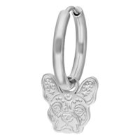 Boucles d'oreilles Little Bulldog en argent Boucles d'oreilles en argent en forme de tête de bulldog sur fond blanc