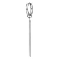 Boucles d'oreilles Little Bar Hoops argentées Boucles d'oreilles argentées avec un long pendentif fin sur fond blanc