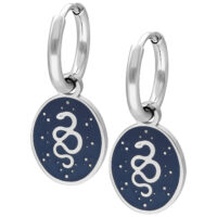 Boucles d'oreilles serpent mystiques en argent Boucles d'oreilles en argent avec motif serpent sur fond bleu