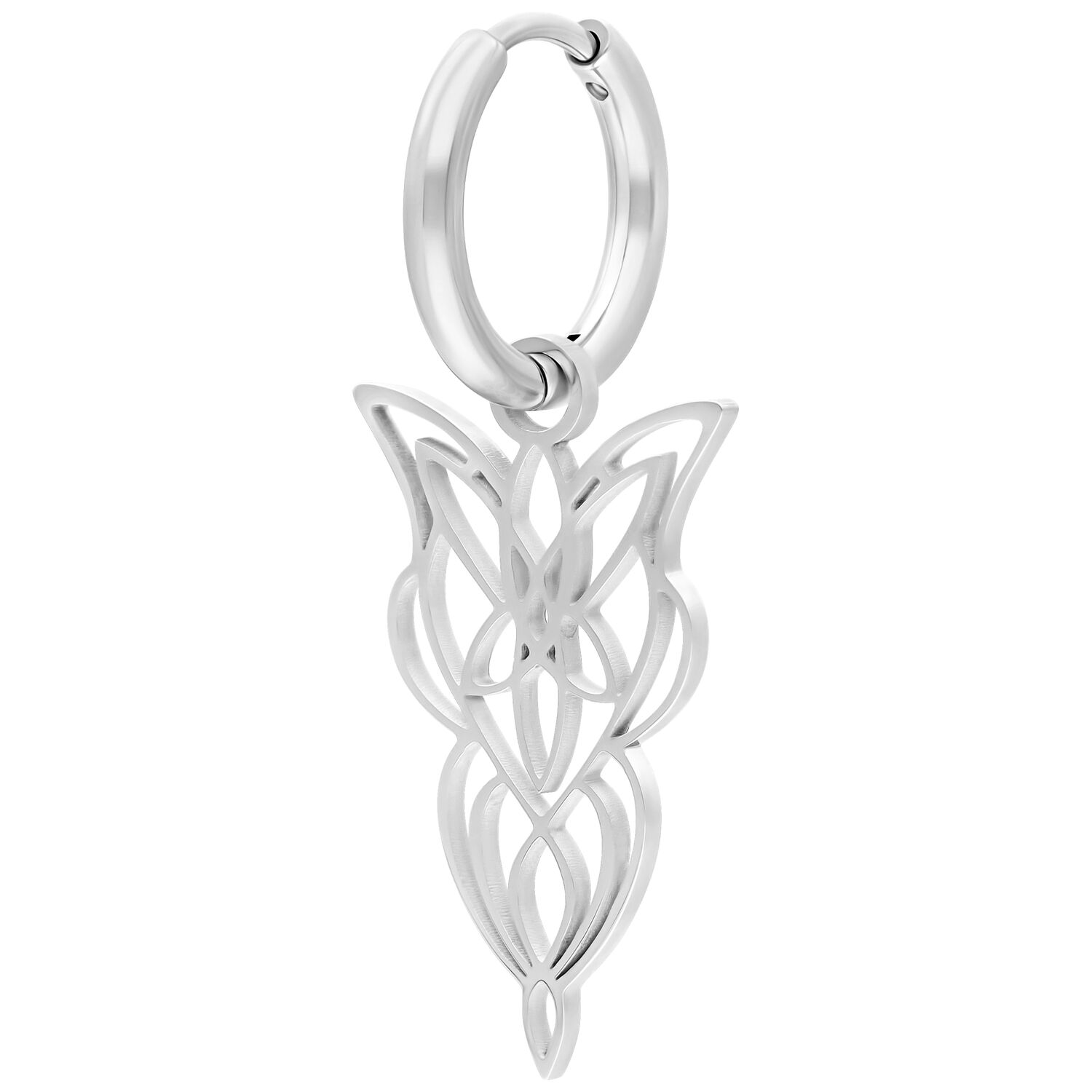 Boucles d'oreilles Little Elves élégantes en argent Boucles d'oreilles Little Elves en argent avec un design délicat sur fond blanc