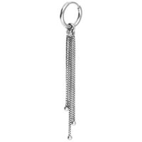 Boucles d'oreilles chaîne Venezia en acier inoxydable argenté Boucles d'oreilles chaîne en acier inoxydable argenté avec fermoir à clip sur fond blanc